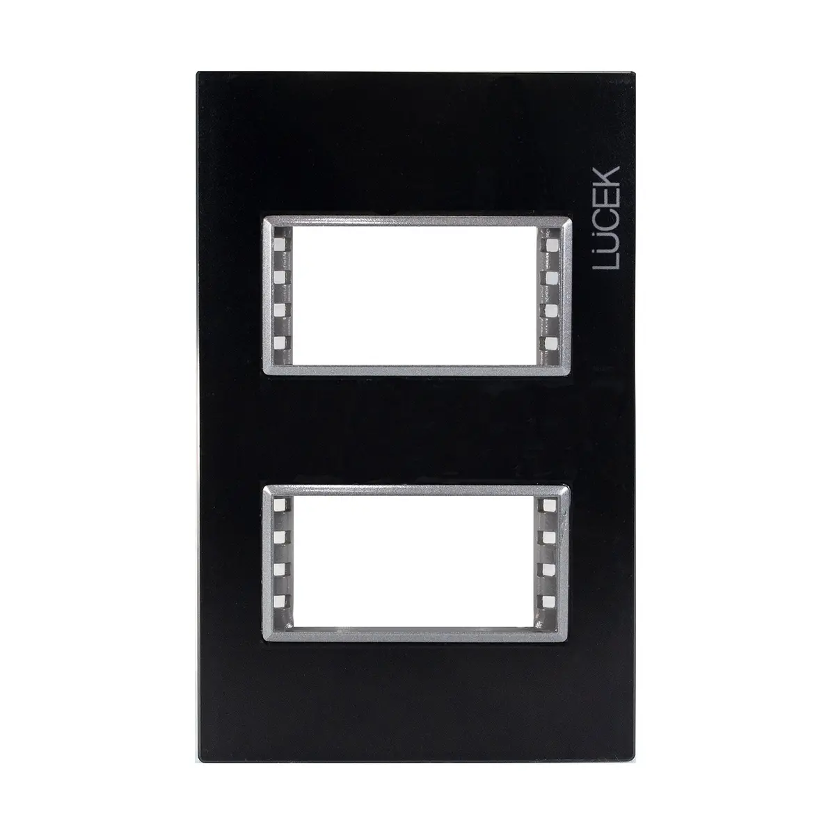 Placa Lucek Colors Metálica 2 Ventanas Negro - La Nueva Eléctrica 1