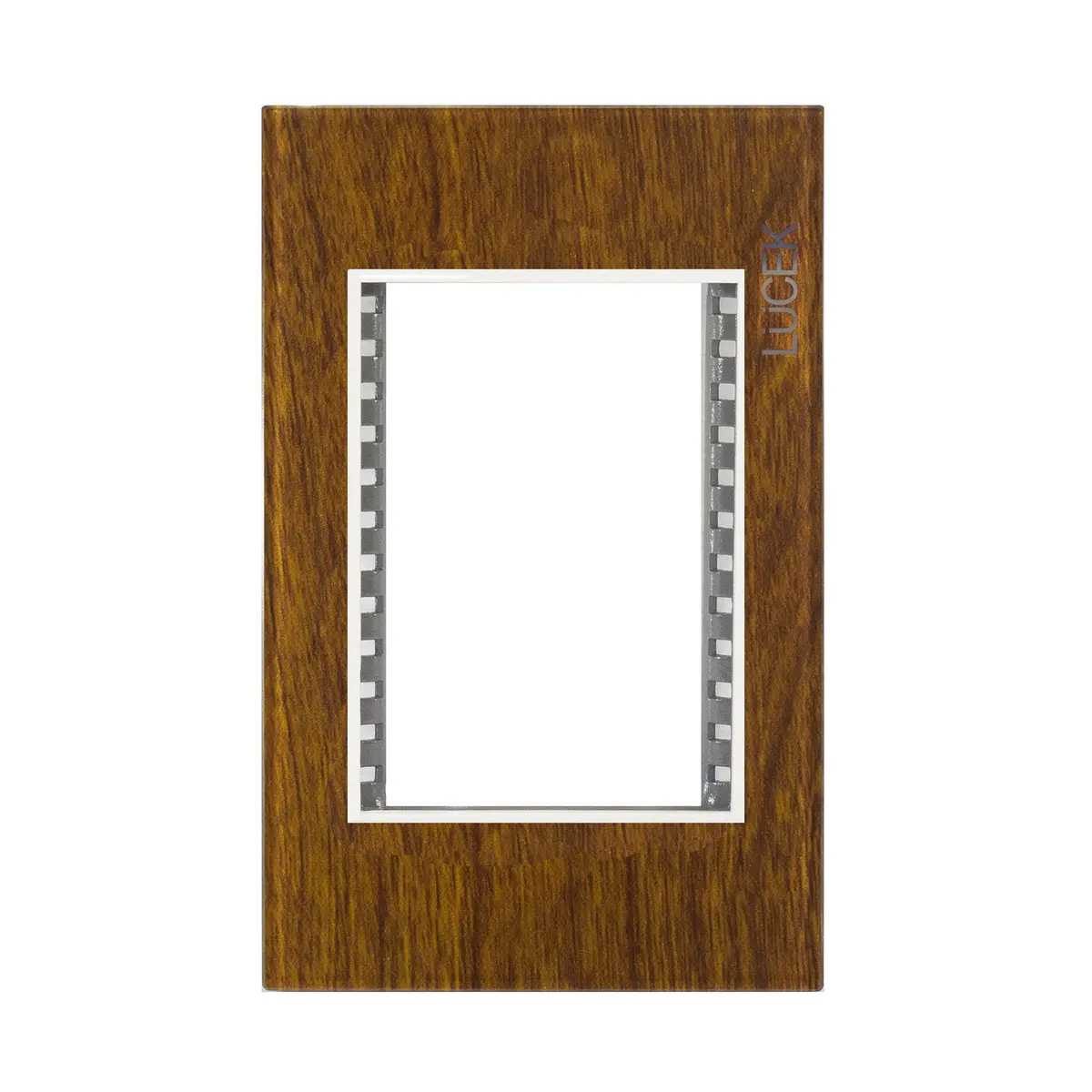 Placa Lucek Colors Metálica 3 Ventanas Madera Cerezo - La Nueva Eléctrica 1