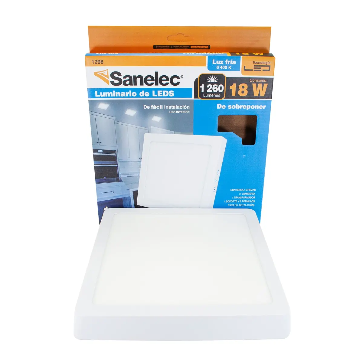 Luminario Sanelec Led 18W Sobreponer Cuadrado Frío - La Nueva Eléctrica 2