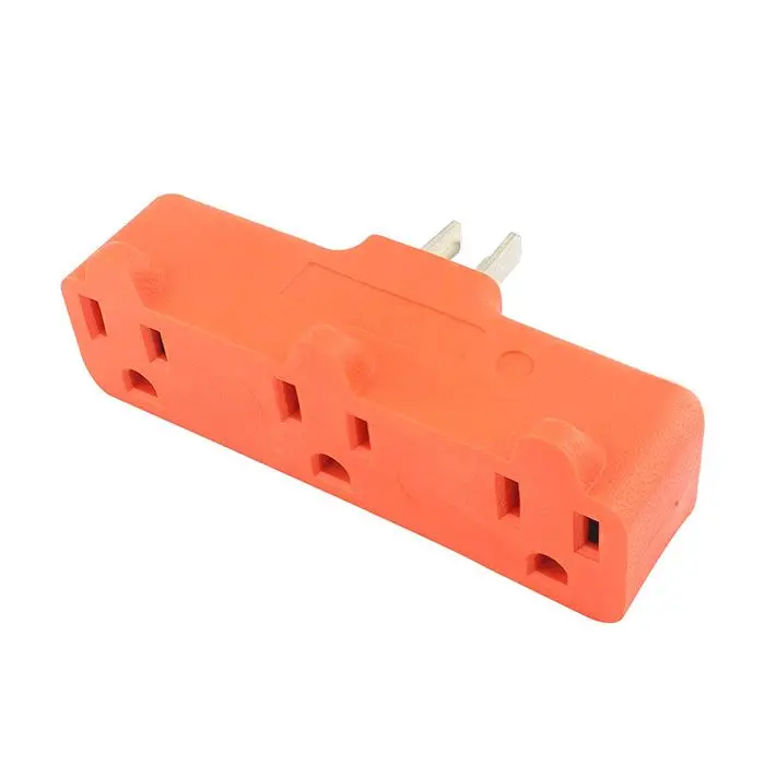 Clavija Sanelec Triple Plana Naranja - La Nueva Eléctrica 1