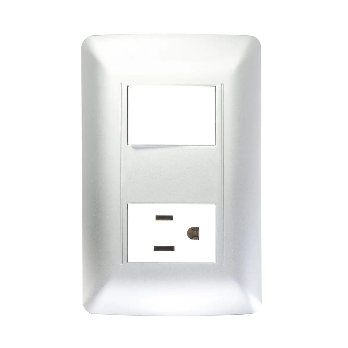 Placa Sanelec Toscana Silver Con Apagador Y Contacto - La Nueva Eléctrica 1