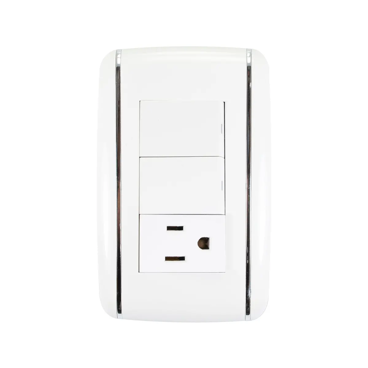 Placa Sanelec Vicenza Con 2 Apagadores Y Contacto - La Nueva Eléctrica 1