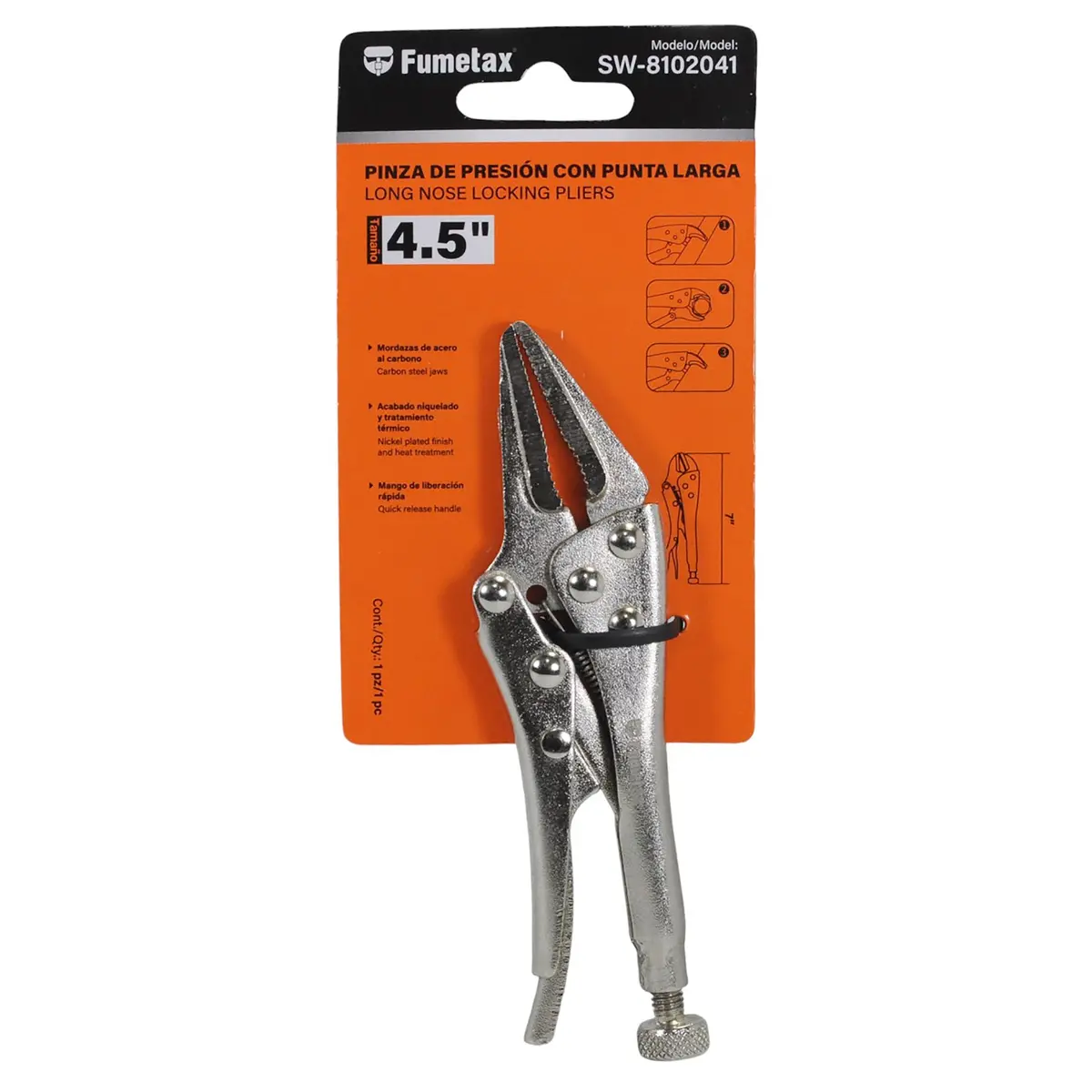 Pinza Fumetax De Presion Punta Larga 4.5 1