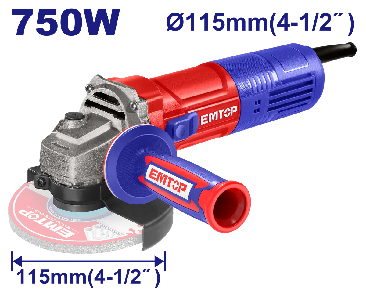 Miniesmeriladora Emtop 4 1/2" 750W - La Nueva Eléctrica 1