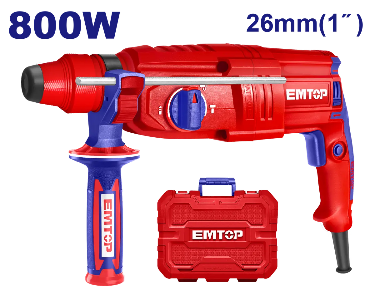 Rotomartillo Emtop Sds Plus 800W Kit Brocas, Cinceles Y Estuche - La Nueva Eléctrica        Preguntar A Chatgpt 1