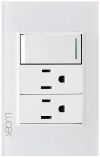 Placa Lucek Crystal C/2 Contactos Y 1 Apagador Blanco/Blanco - La Nueva Eléctrica 1
