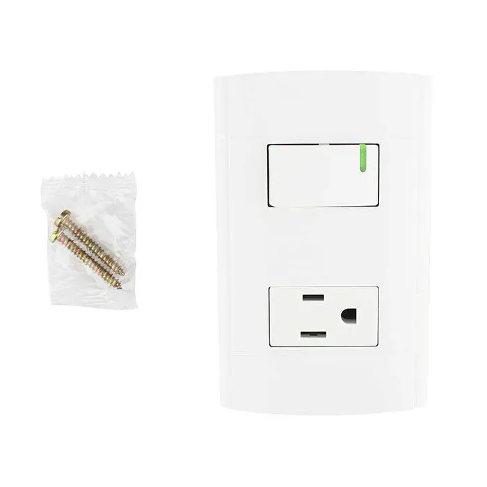 Placa Sanelec Roma Con Contacto Y Apagador - La Nueva Eléctrica 1